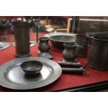 English and Continental pewter 17th Century and later to include two Bristol plates, tankards,