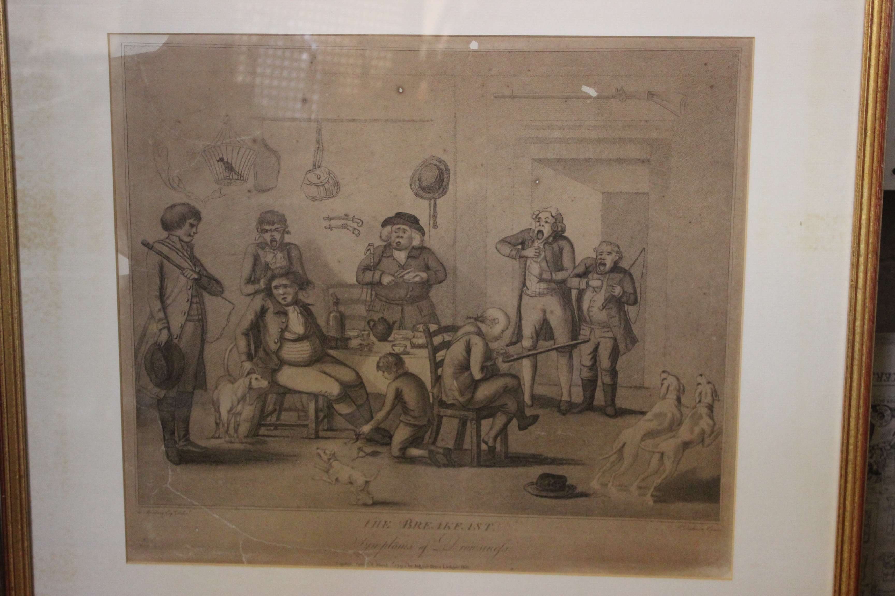 After Henry Bunbury ' 18th Century engravings, The Breakfast' 'Tea Drinking' and 'A Barbers Shop'