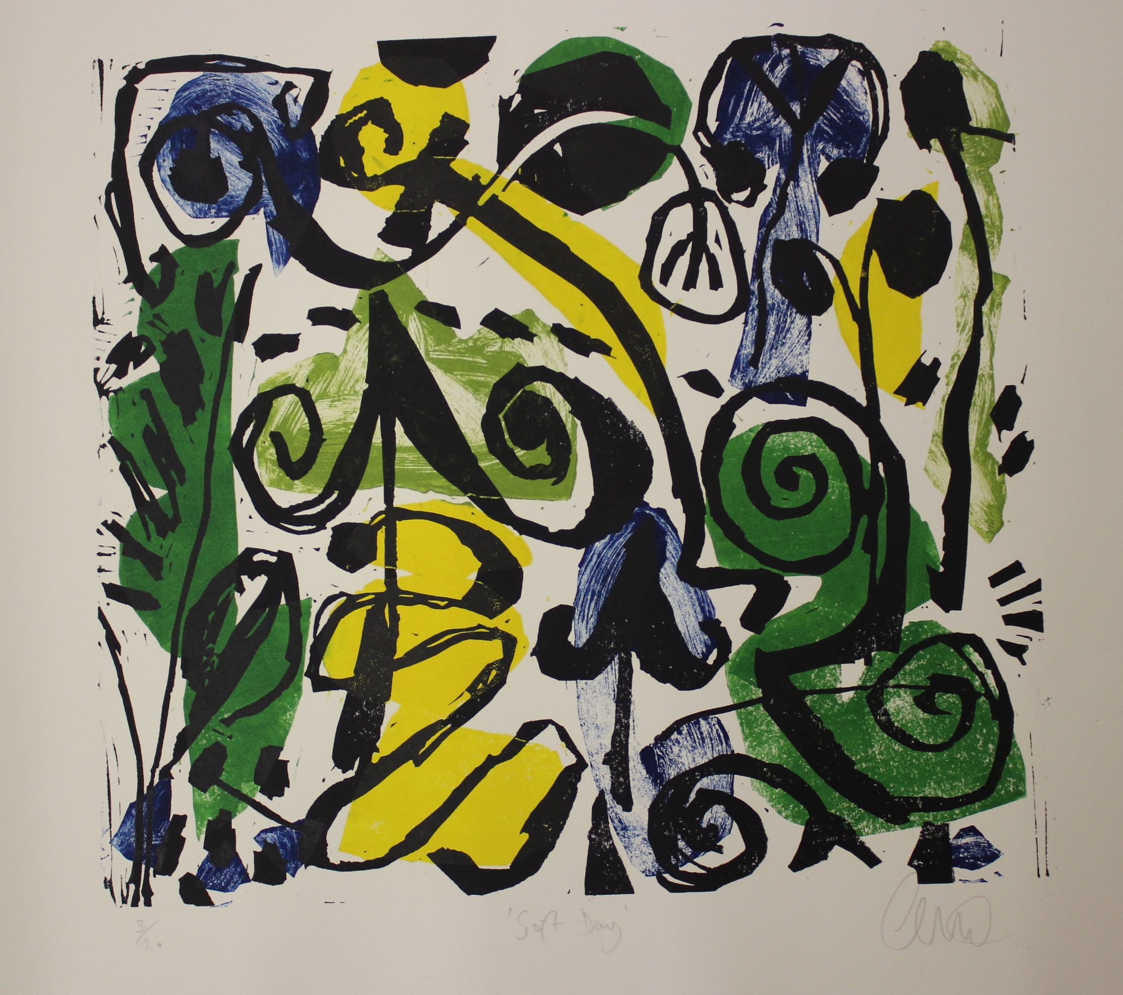 20th Century School'Soft Day'Linocut, 3/26, indistinctly signed37 x 40cm - Image 2 of 2