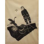 Inuit SchoolWoodcut with goose and net 4/30, high 50 x 38 cmwith a group of artwork by AveryShakka