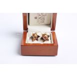 A pair Clogau Welsh 9 ct gold bi-colour shaped stud earrings, each approx 8 mm wide, 4 g, in a