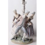 An impressive Lladro porcelain figural group mounted as a table lamp, 53cm high