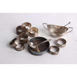 A small collection of silver to include; an oval part fluted and two sugar bowls, eight various