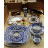 A Crown Devon jug and rectangular dish and other English pottery and porcelain