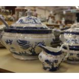 A Booth's China 'Real Old Willow' part dinner service including soup tureen and ladle together