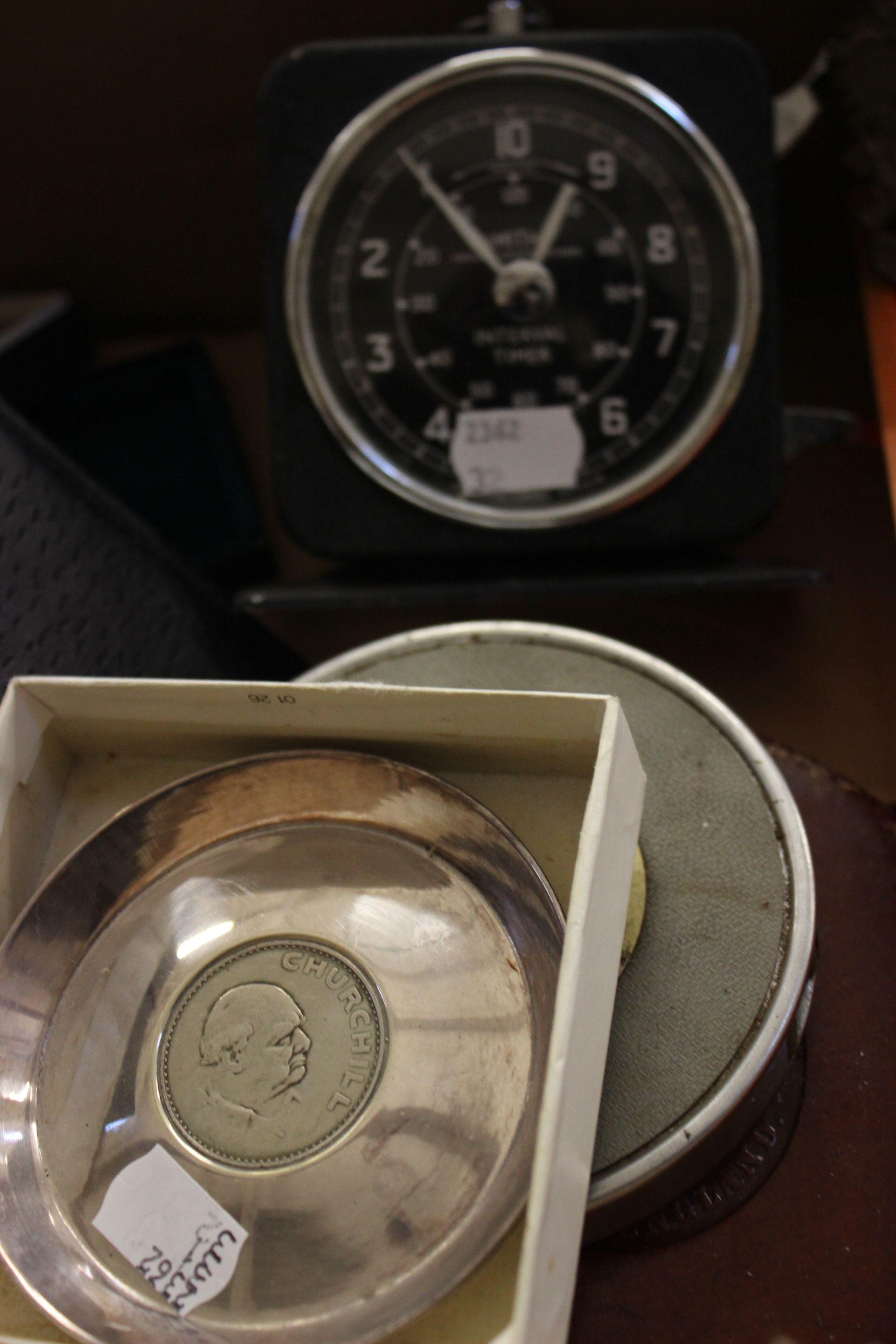 An interesting assortment of miscellanea including a Smiths interval timer, an ornate hand mirror, a - Image 2 of 2