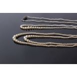 A pearl single row necklace, of approx. 300 pearls graduated, 5.3 mm -1.7 mm, knotted on a small