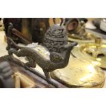 Metalware: including a pair of Japanese bronze vases, a monkey dinner gong and other wares (qty)