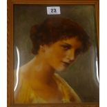 After Alfred Seifert A reverse painted portrait of a lady 24 x 20cm