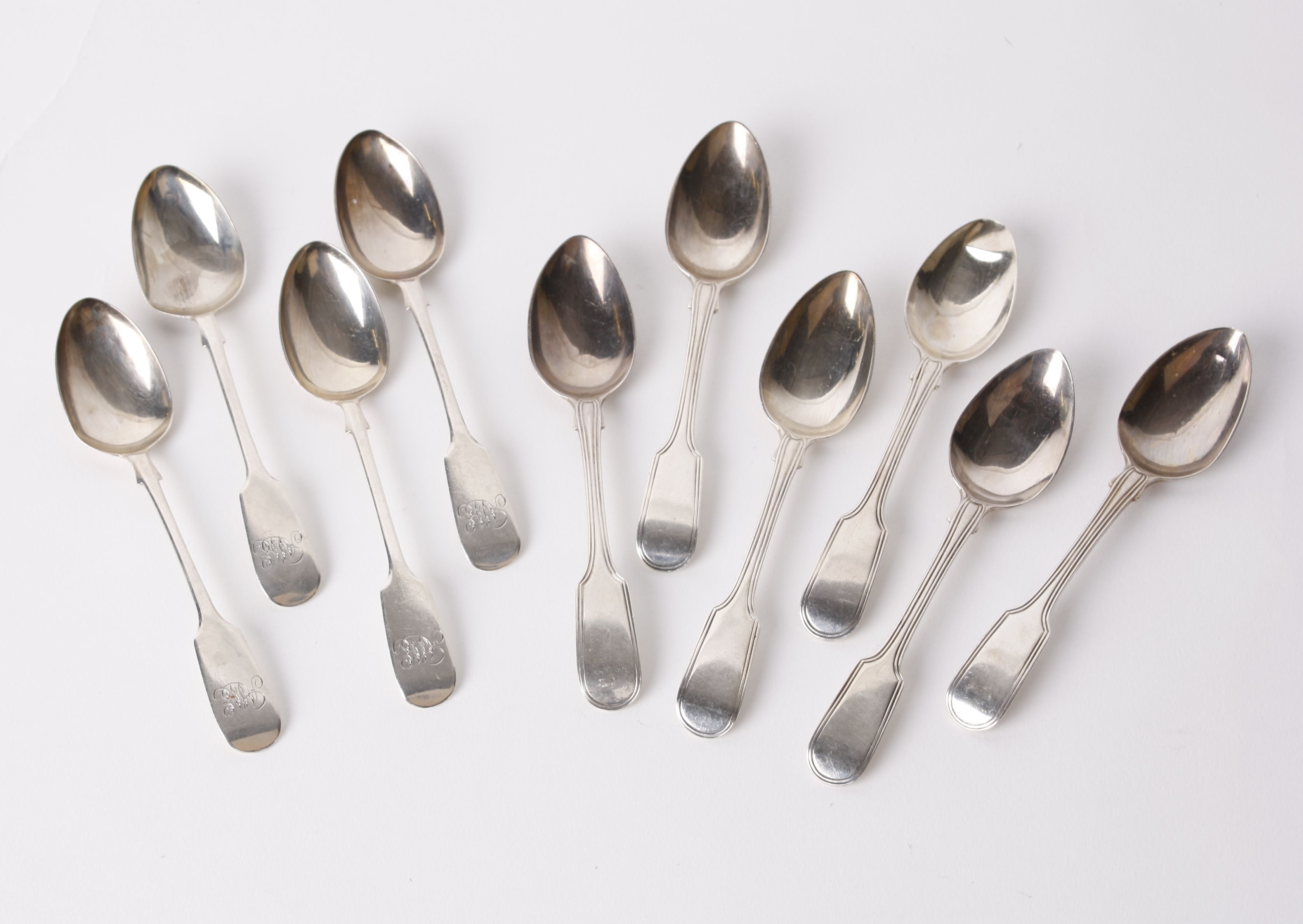 A set of six George III, fiddle and thread teaspoons, London 1779 by Thomas Wallis II &