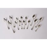 A set of six George III Old English pattern dessert spoons, London, together with a group of