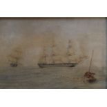 Thomas Sewell Robins (1810-1880) HMS Edgar & HMS St. Jean d’Acre Watercolour16.5 x 24.5cm