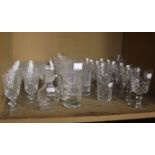 Glassware; A suite cut glass tableware, fan design, 56-pieces