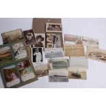 Postcards - A Collection of Postcards and Victorian Photographic Cabinet Cards including Paddle