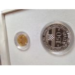 Croatian Zlatnik 500 Kn and Srebrenjak 150 Kn, proof boxed, year 1995