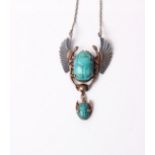 An Egyptian Faience scarab necklace