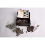 Coins; A mixed world collection including, various pre 1947 British silver, approx 850 g and various