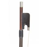 A Silver-Mounted Cello Bow by W. E. Hill & Sons Stamped: W. E. H & S Round stick Weight: 77g Very