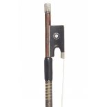 An English Silver-Mounted Violin Bow by Hart and Sons Stamped: Hart & Sons Round stick Weight: 59g