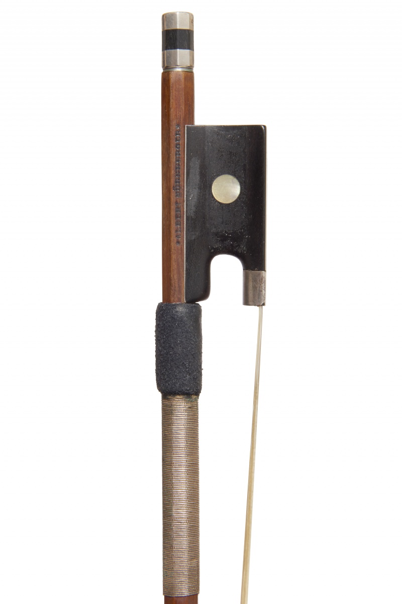 A German Silver-Mounted Violin Bow by A. Nurnberger Stamped: Albert Nurnberger Octagonal stick