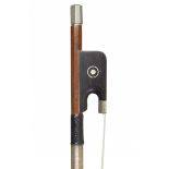 A French Nickel-Mounted Violin Bow by Morizot Freres Stamped: L. Morizot Round stick Weight: 56g