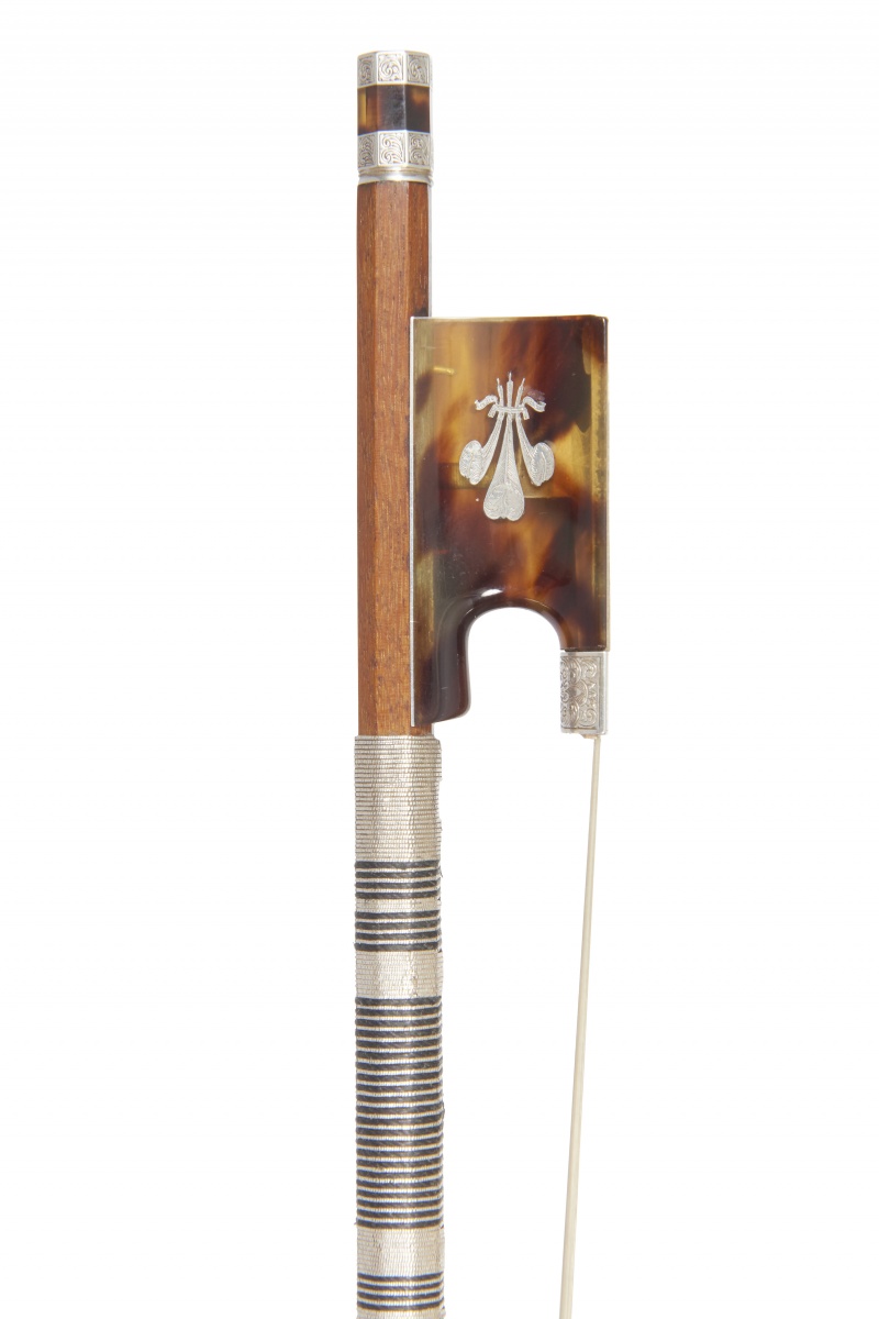A Silver and Tortoiseshell-Mounted Violin bow by Michael Taylor Stamped on handle underneath frog: