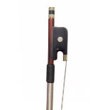 A German Gold-Mounted Cello Bow by Herbert Leicht Stamped: Herbert Leicht Round stick Weight: 83g