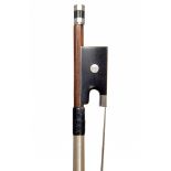 A French Silver-Mounted Violin Bow Stamped: Caressa & Francais Paris Round stick Weight: 61g Very