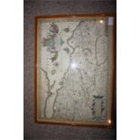 3 antique framed maps, 1 of Thirlestane by J Blaeu, 1 of Lothian and 1 by Lothian and edinburgh