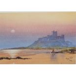 A signed artist proof of Bamburgh Castle by Fred Stott