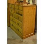 A Victorian, pitch pine 7 drawer chest with brass pulls