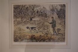 A framed limited edition print by Henry Wilkinson 'waiting patiently' which is signed and numbered