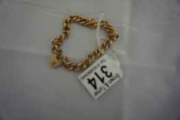 9ct gold belcher chain ladies bracelet with heart clasp