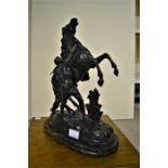 A pair of 19th century spelter marley horses