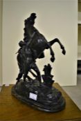A pair of 19th century spelter marley horses