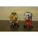 2 Doulton figures 'the proposal' and 2 gouda porcelain vases with floral decoration