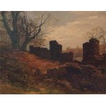 Framed oil on canvas titled ' The Ruins of Cadzow Castle' signed by Hamilton Glass. Size 15x19.5