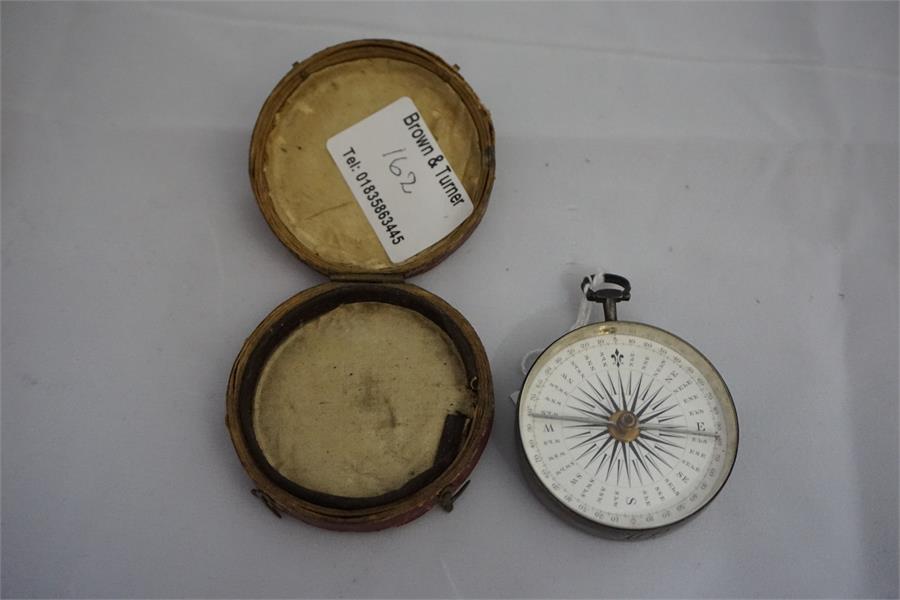 A Early 19th Century silver cased pocked compass in original leather case by Dolland of London - Image 3 of 4