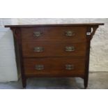 A mahogany arts and crafts, 3 drawer dressing table.