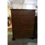 19th Century mahogany 5 drawer chest with brass pulls.