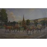 Framed Tom Carr Print of racehorses at Denholm green.