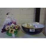 Carlton ware lustre bowl, china figurine, decorative china posy bowl