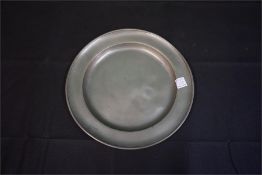 16.5" diameter 18th Century Pewter Plate, approx 16" diameter Pewter plate, 1 x 9" diameter pewter