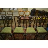 4 Mahogany Chippendale style dining chairs with pierced back splats