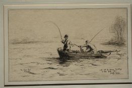 An etching of fisherman on the island pond monikie, 1931
