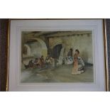 A signed Russel Flint print of an interior scene with Spanish ladies