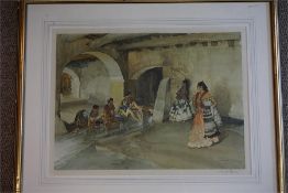 A signed Russel Flint print of an interior scene with Spanish ladies