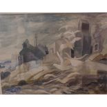 Watercolour painting signed by Ian Fleming of 'Seagulls at Sandend'