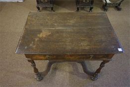 Oak William & Mary style side table with single drawer
