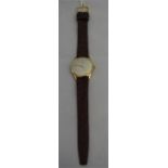 Certina Swiss watch, gold plated with crocodile strap
